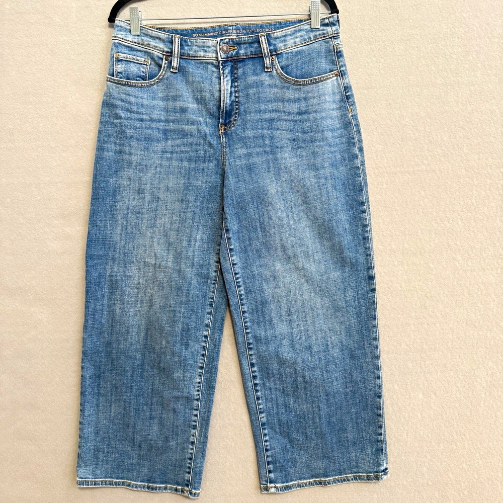 Chico's So Slimming Girlfriend Wide Leg Crop Jeans Size 1.5 US 10 Stretch